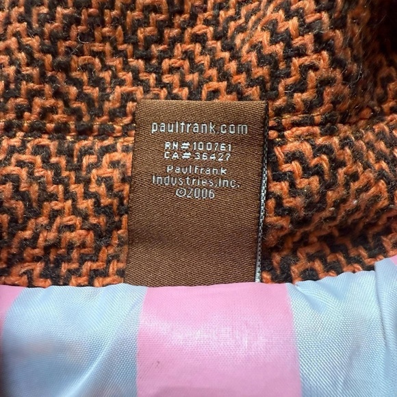 A81-Brown & Orange herringbone wool blend peacoat with 2 pockets & buttons - Picture 7 of 8